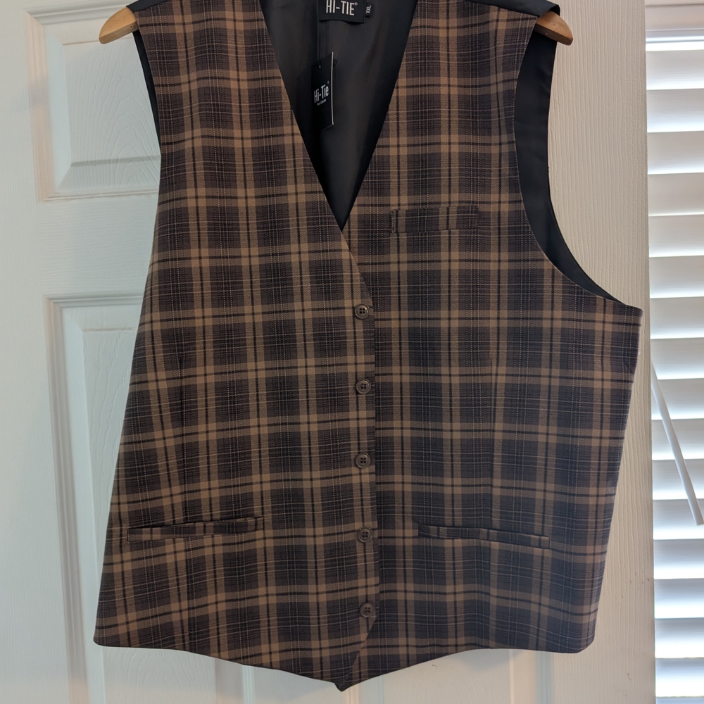 Men's Plaid Vest - Brown